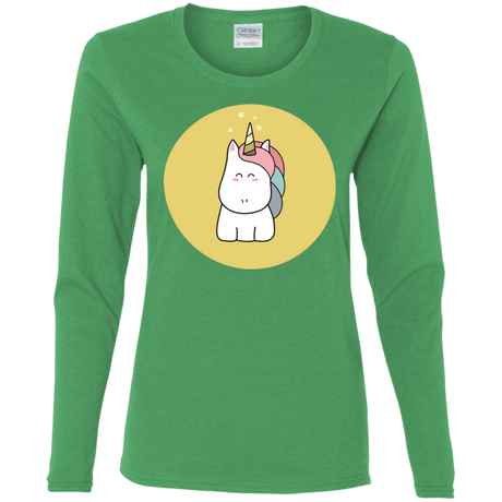 T-Shirts Irish Green / S Kawaii Unicorn Women's Long Sleeve T-Shirt
