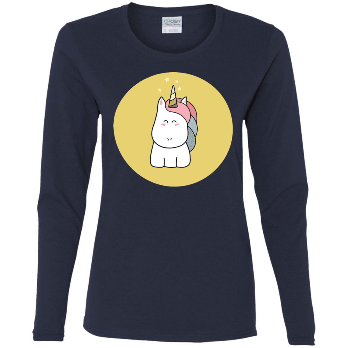 T-Shirts Navy / S Kawaii Unicorn Women's Long Sleeve T-Shirt