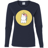 T-Shirts Navy / S Kawaii Unicorn Women's Long Sleeve T-Shirt