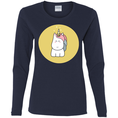 T-Shirts Navy / S Kawaii Unicorn Women's Long Sleeve T-Shirt