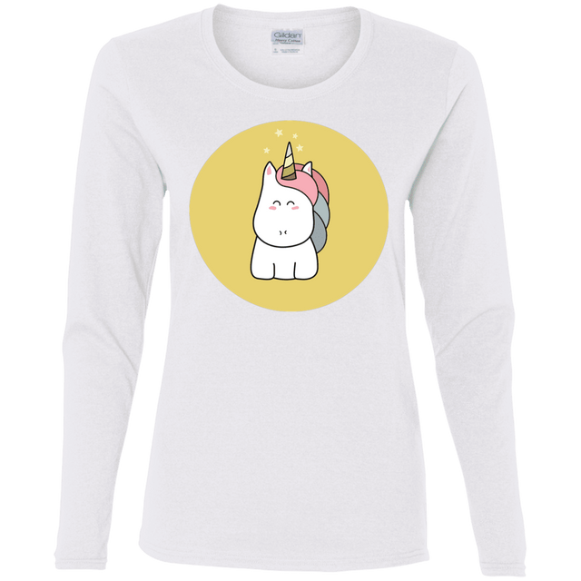 T-Shirts White / S Kawaii Unicorn Women's Long Sleeve T-Shirt