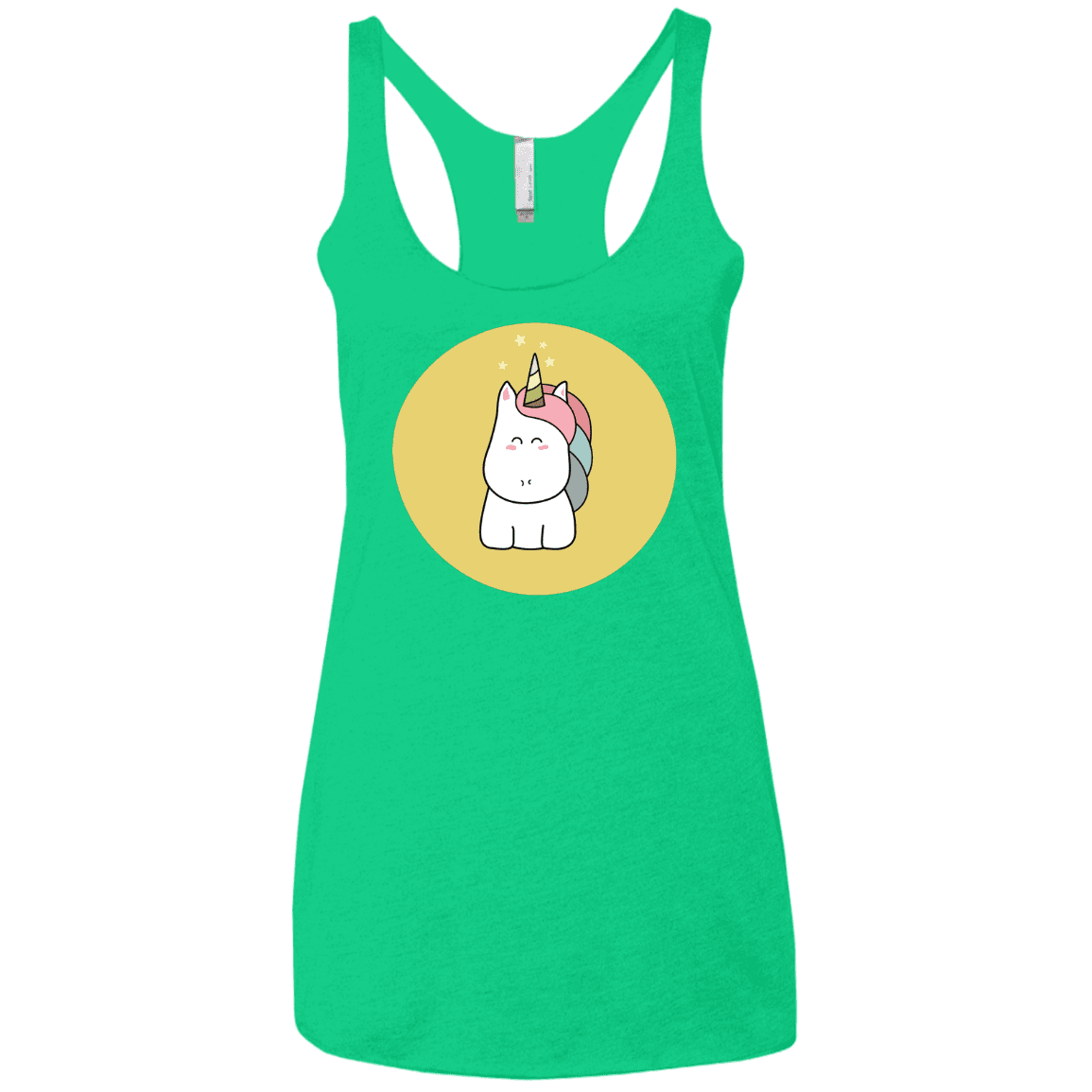 T-Shirts Envy / X-Small Kawaii Unicorn Women's Triblend Racerback Tank