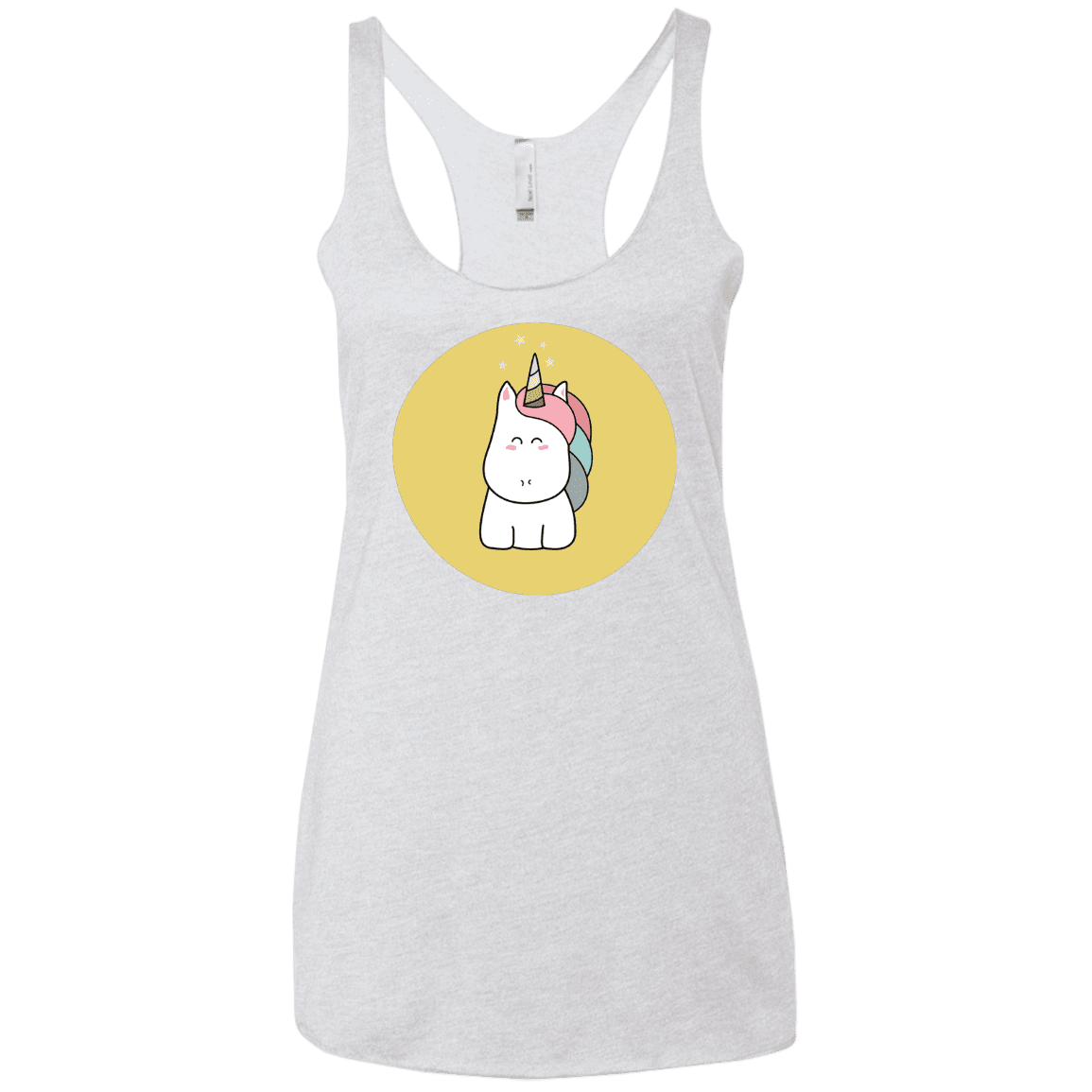 T-Shirts Heather White / X-Small Kawaii Unicorn Women's Triblend Racerback Tank