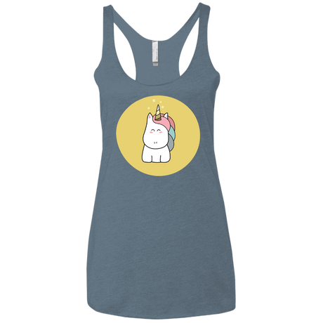 T-Shirts Indigo / X-Small Kawaii Unicorn Women's Triblend Racerback Tank