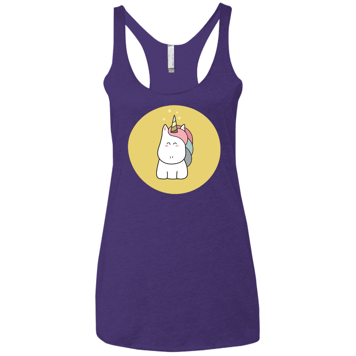 T-Shirts Purple Rush / X-Small Kawaii Unicorn Women's Triblend Racerback Tank