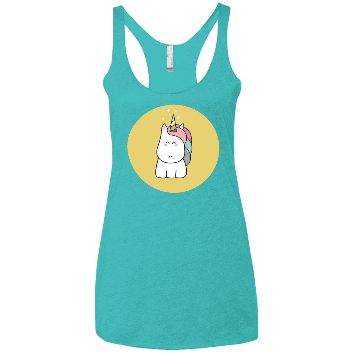 T-Shirts Tahiti Blue / X-Small Kawaii Unicorn Women's Triblend Racerback Tank
