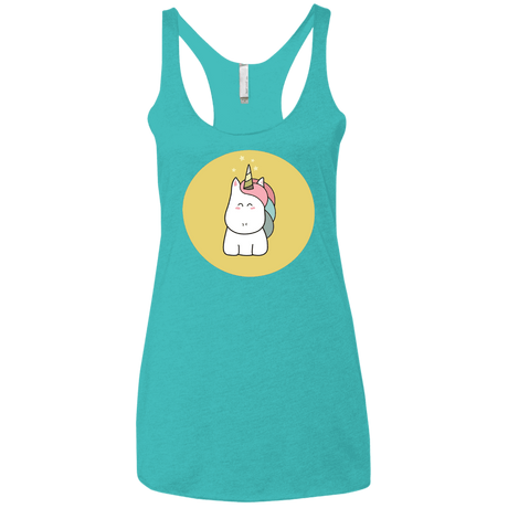 T-Shirts Tahiti Blue / X-Small Kawaii Unicorn Women's Triblend Racerback Tank