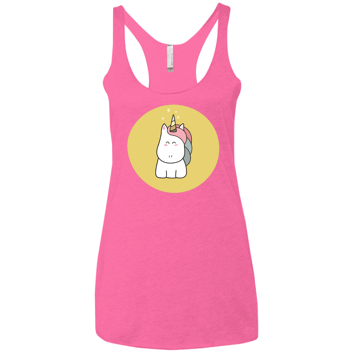 T-Shirts Vintage Pink / X-Small Kawaii Unicorn Women's Triblend Racerback Tank