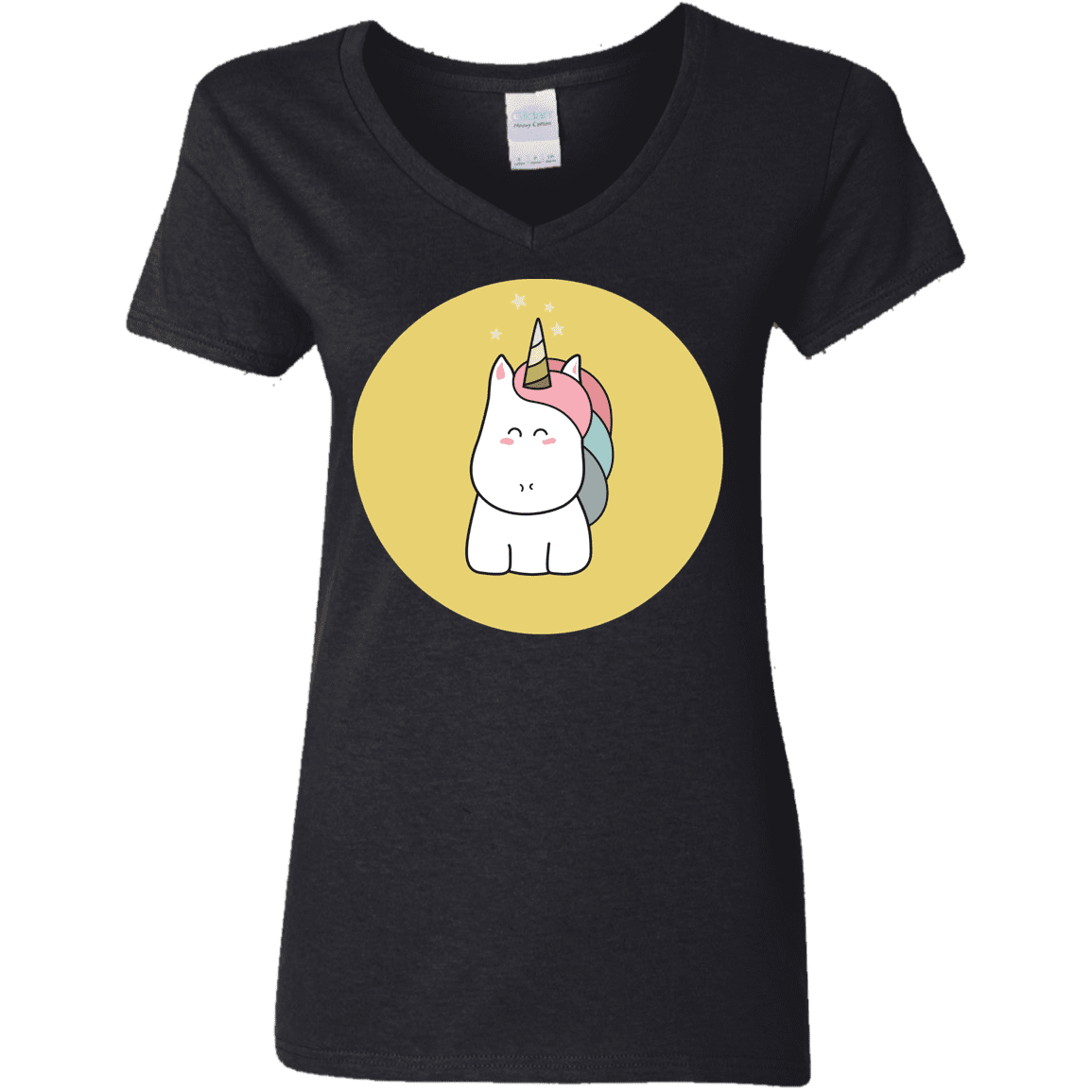 T-Shirts Black / S Kawaii Unicorn Women's V-Neck T-Shirt