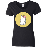 T-Shirts Black / S Kawaii Unicorn Women's V-Neck T-Shirt