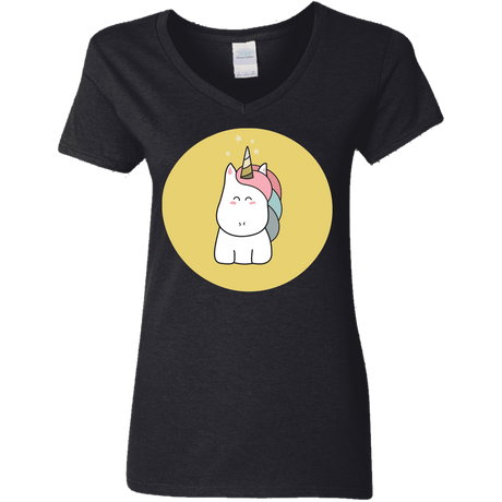 T-Shirts Black / S Kawaii Unicorn Women's V-Neck T-Shirt