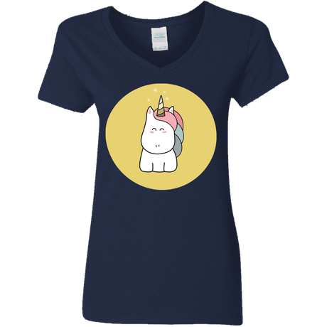 T-Shirts Navy / S Kawaii Unicorn Women's V-Neck T-Shirt