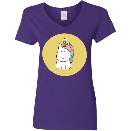 T-Shirts Purple / S Kawaii Unicorn Women's V-Neck T-Shirt