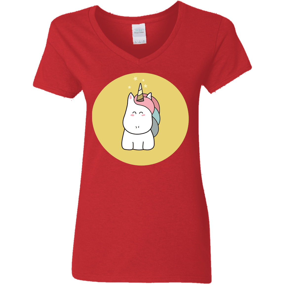 T-Shirts Red / S Kawaii Unicorn Women's V-Neck T-Shirt