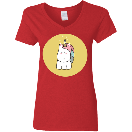 T-Shirts Red / S Kawaii Unicorn Women's V-Neck T-Shirt