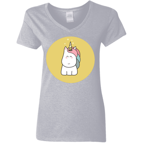 T-Shirts Sport Grey / S Kawaii Unicorn Women's V-Neck T-Shirt