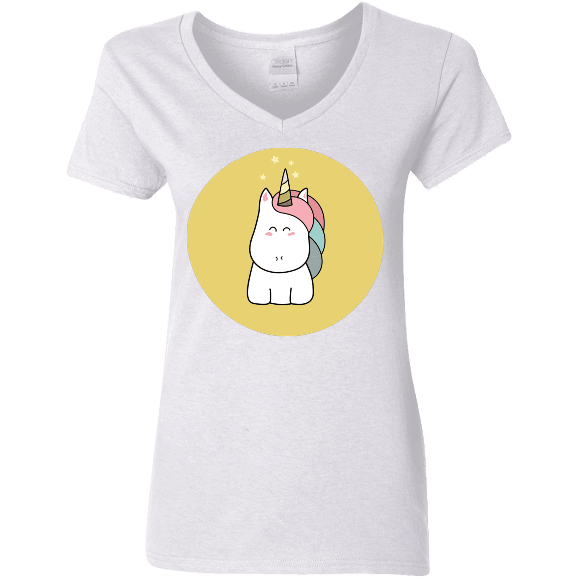 T-Shirts White / S Kawaii Unicorn Women's V-Neck T-Shirt
