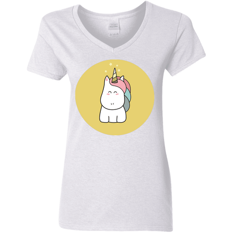 T-Shirts White / S Kawaii Unicorn Women's V-Neck T-Shirt