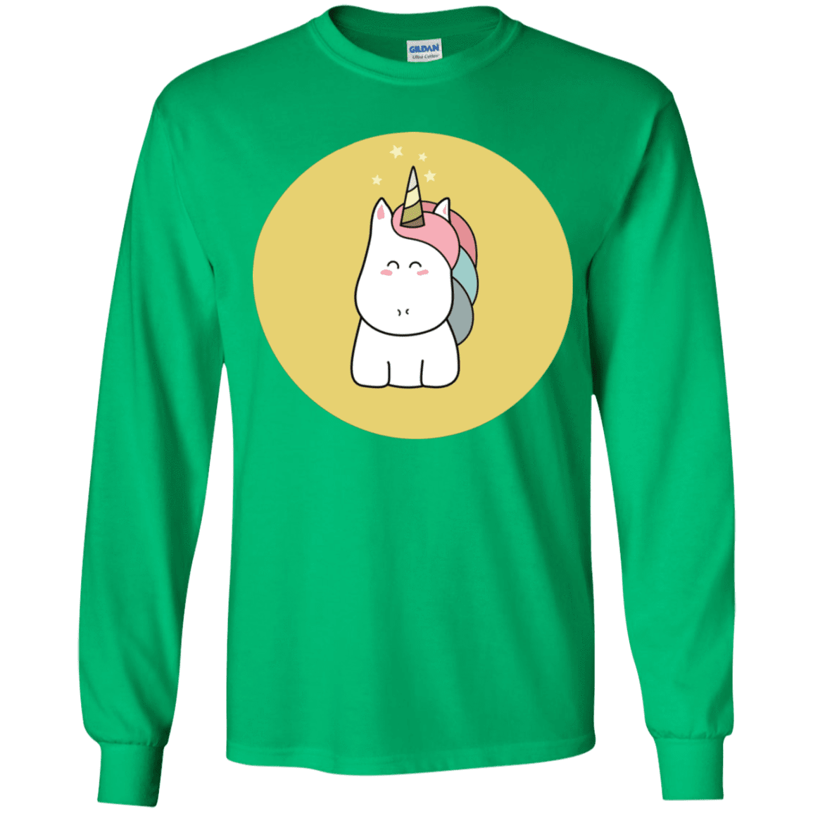 T-Shirts Irish Green / YS Kawaii Unicorn Youth Long Sleeve T-Shirt