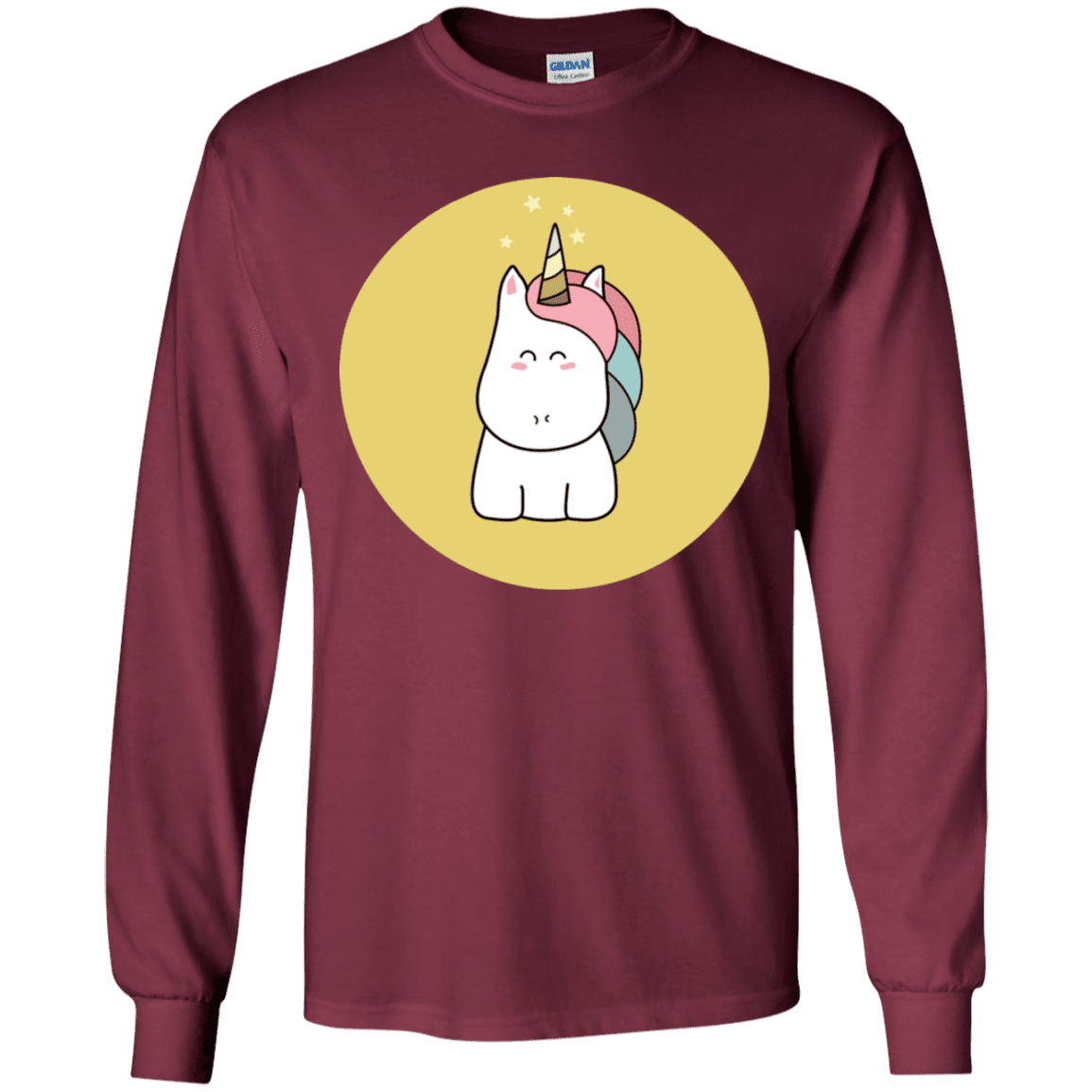 T-Shirts Maroon / YS Kawaii Unicorn Youth Long Sleeve T-Shirt