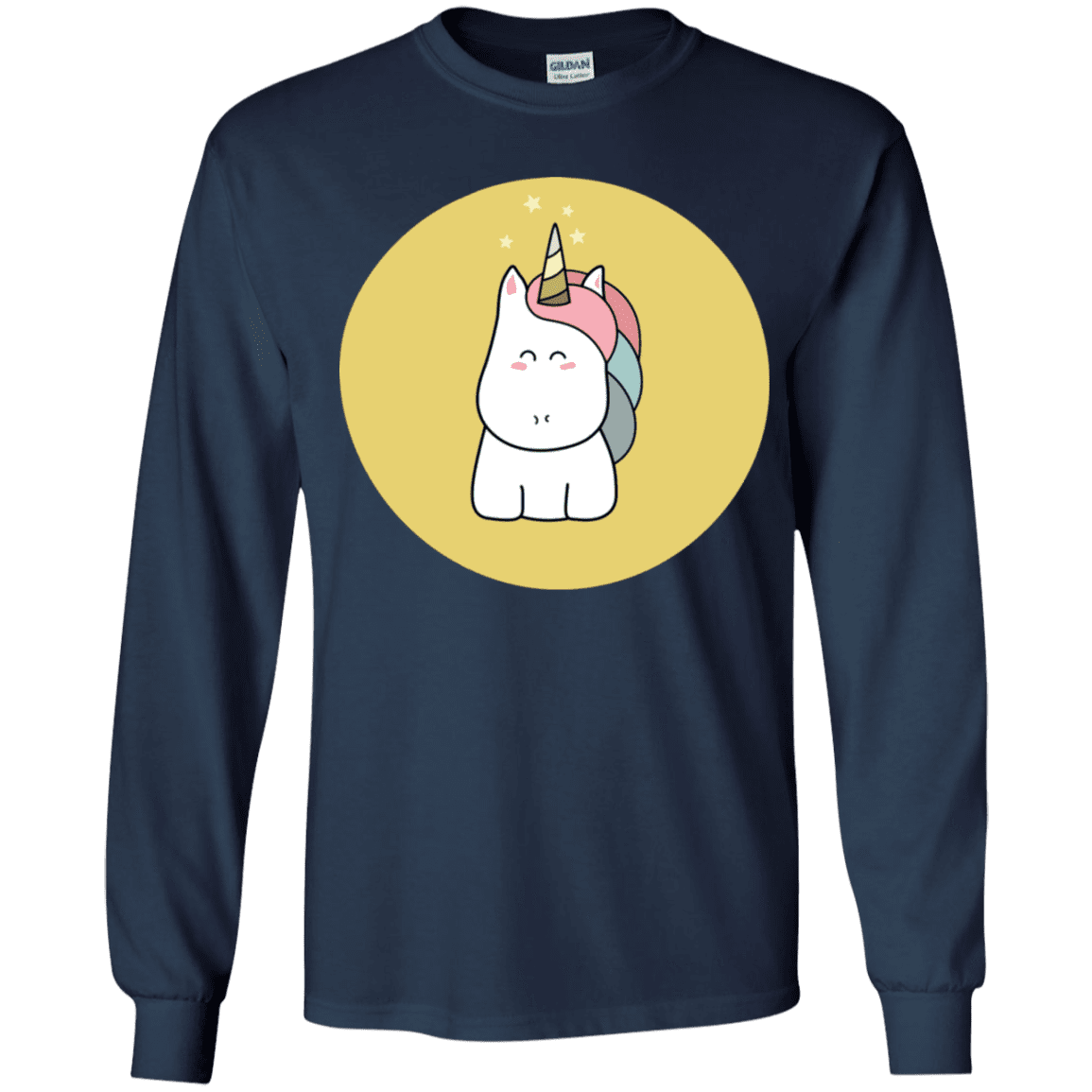 T-Shirts Navy / YS Kawaii Unicorn Youth Long Sleeve T-Shirt