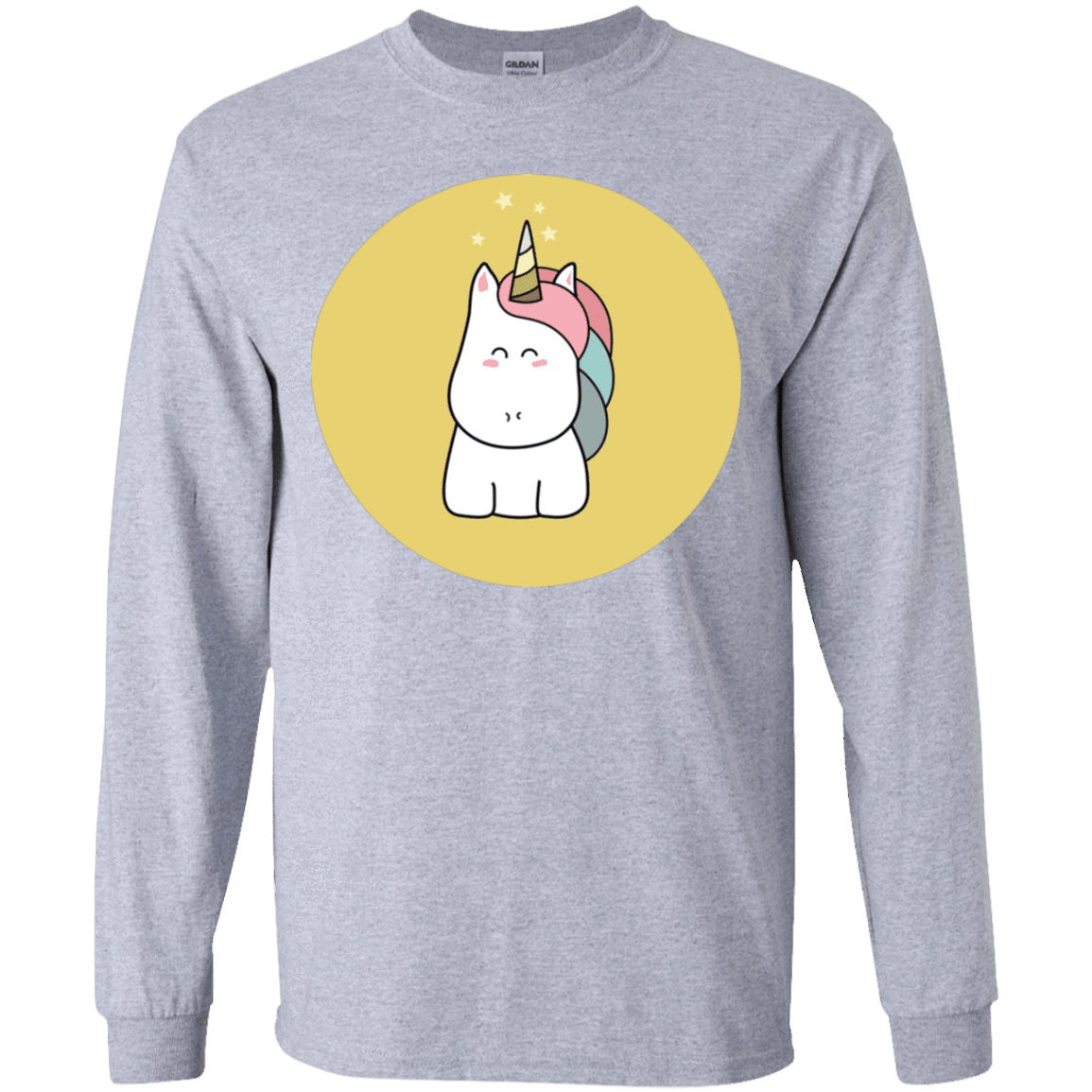 T-Shirts Sport Grey / YS Kawaii Unicorn Youth Long Sleeve T-Shirt