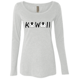 T-Shirts Heather White / Small Kawaii Women's Triblend Long Sleeve Shirt