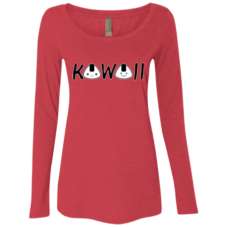 T-Shirts Vintage Red / Small Kawaii Women's Triblend Long Sleeve Shirt