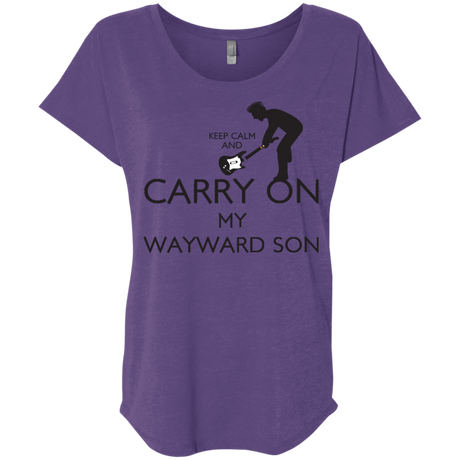 T-Shirts Purple Rush / X-Small Keep Calm and Carry On My Wayward Son! Triblend Dolman Sleeve
