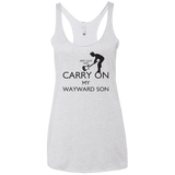 T-Shirts Heather White / X-Small Keep Calm and Carry On My Wayward Son! Women's Triblend Racerback Tank