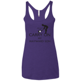 T-Shirts Purple Rush / X-Small Keep Calm and Carry On My Wayward Son! Women's Triblend Racerback Tank