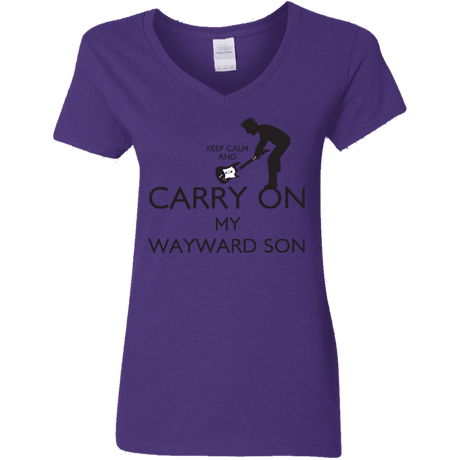 T-Shirts Purple / S Keep Calm and Carry On My Wayward Son! Women's V-Neck T-Shirt