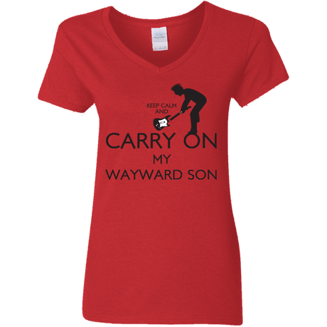 T-Shirts Red / S Keep Calm and Carry On My Wayward Son! Women's V-Neck T-Shirt