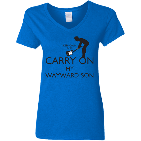 T-Shirts Royal / S Keep Calm and Carry On My Wayward Son! Women's V-Neck T-Shirt