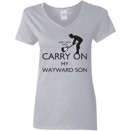 T-Shirts Sport Grey / S Keep Calm and Carry On My Wayward Son! Women's V-Neck T-Shirt