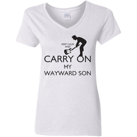 T-Shirts White / S Keep Calm and Carry On My Wayward Son! Women's V-Neck T-Shirt