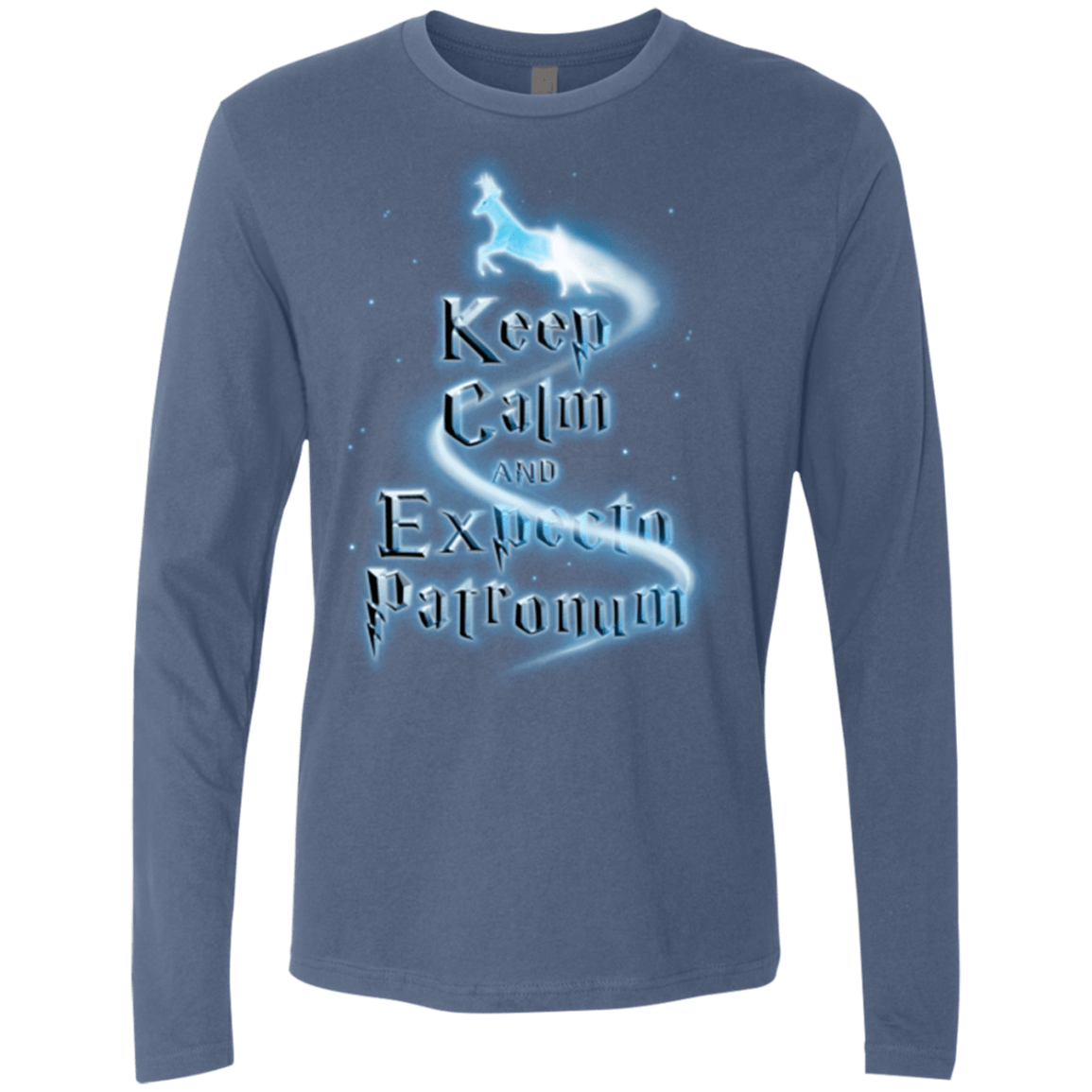 T-Shirts Indigo / Small Keep Calm and Expecto Patronum Men's Premium Long Sleeve