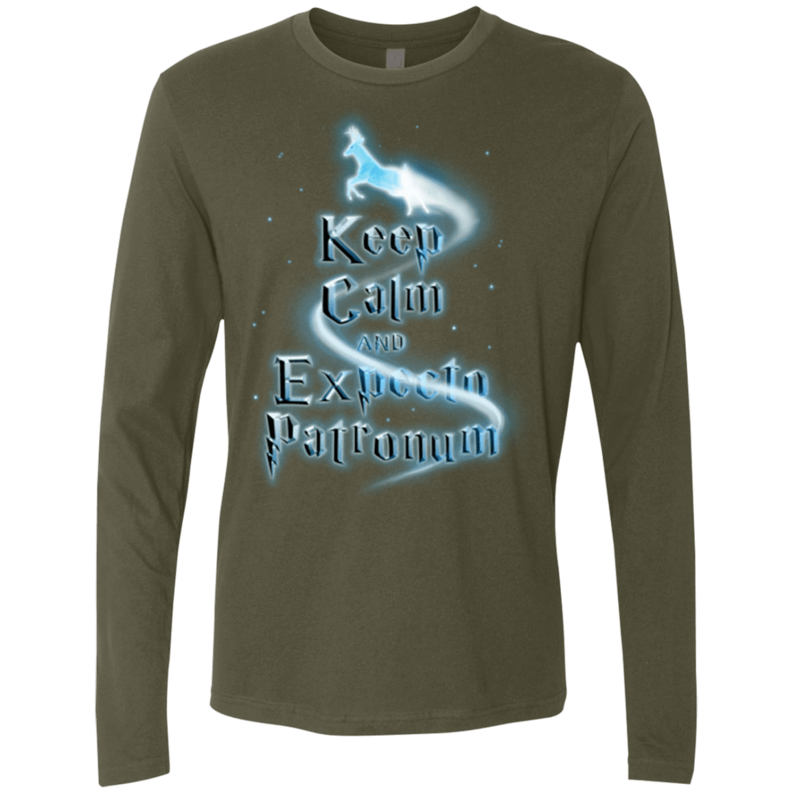 T-Shirts Military Green / Small Keep Calm and Expecto Patronum Men's Premium Long Sleeve