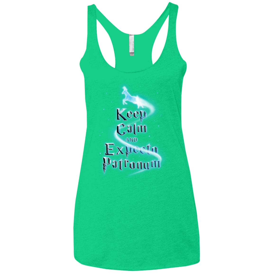 T-Shirts Envy / X-Small Keep Calm and Expecto Patronum Women's Triblend Racerback Tank