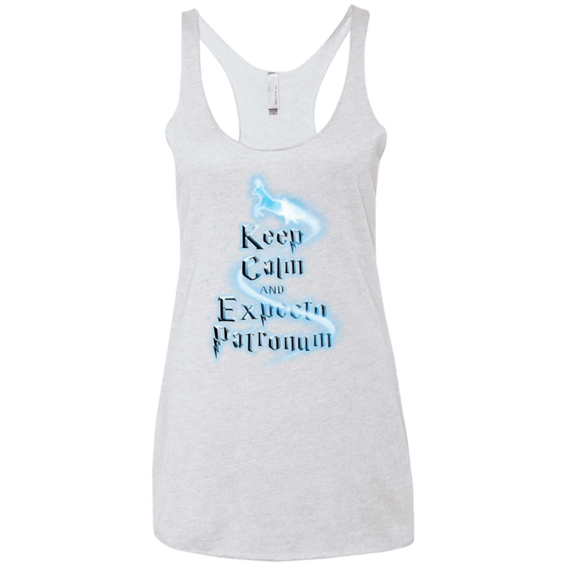 T-Shirts Heather White / X-Small Keep Calm and Expecto Patronum Women's Triblend Racerback Tank
