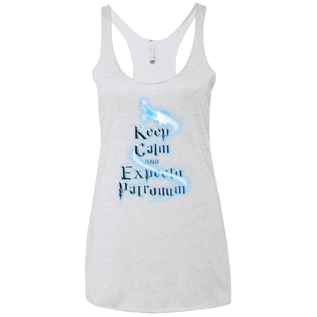 T-Shirts Heather White / X-Small Keep Calm and Expecto Patronum Women's Triblend Racerback Tank
