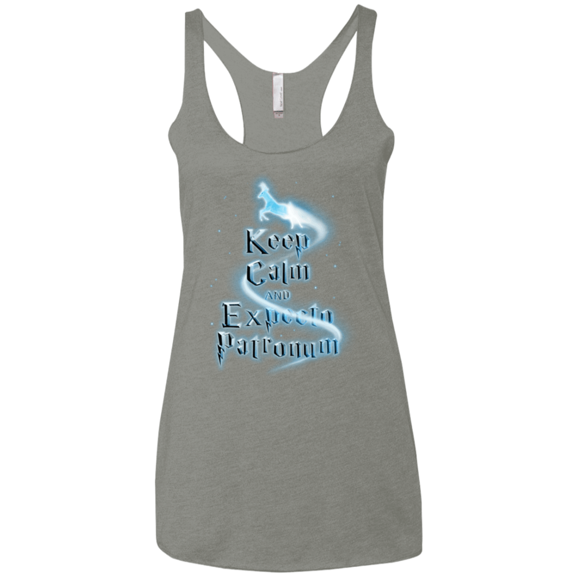T-Shirts Venetian Grey / X-Small Keep Calm and Expecto Patronum Women's Triblend Racerback Tank