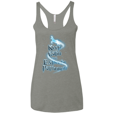 T-Shirts Venetian Grey / X-Small Keep Calm and Expecto Patronum Women's Triblend Racerback Tank