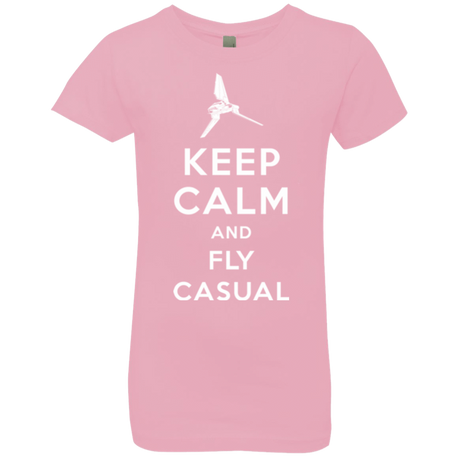 T-Shirts Light Pink / YXS Keep Calm and Fly Casual Girls Premium T-Shirt