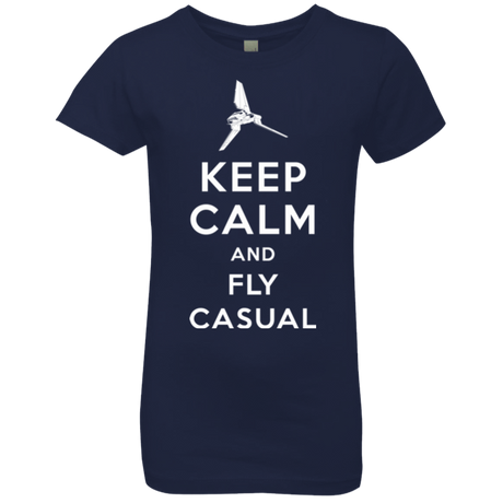 T-Shirts Midnight Navy / YXS Keep Calm and Fly Casual Girls Premium T-Shirt