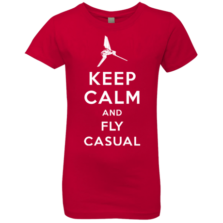 T-Shirts Red / YXS Keep Calm and Fly Casual Girls Premium T-Shirt