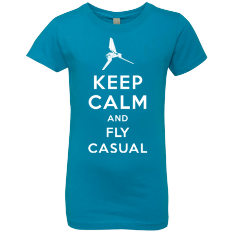 T-Shirts Turquoise / YXS Keep Calm and Fly Casual Girls Premium T-Shirt