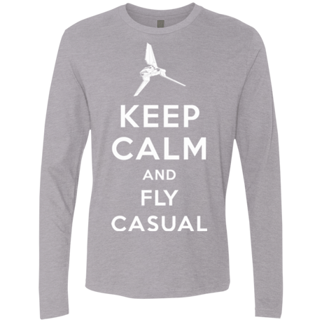 T-Shirts Heather Grey / Small Keep Calm and Fly Casual Men's Premium Long Sleeve