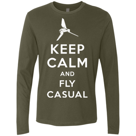 T-Shirts Military Green / Small Keep Calm and Fly Casual Men's Premium Long Sleeve
