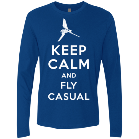 T-Shirts Royal / Small Keep Calm and Fly Casual Men's Premium Long Sleeve